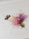 Bee & Thistle Watercolour - 'Thistlebee' 17" x 12" #3260