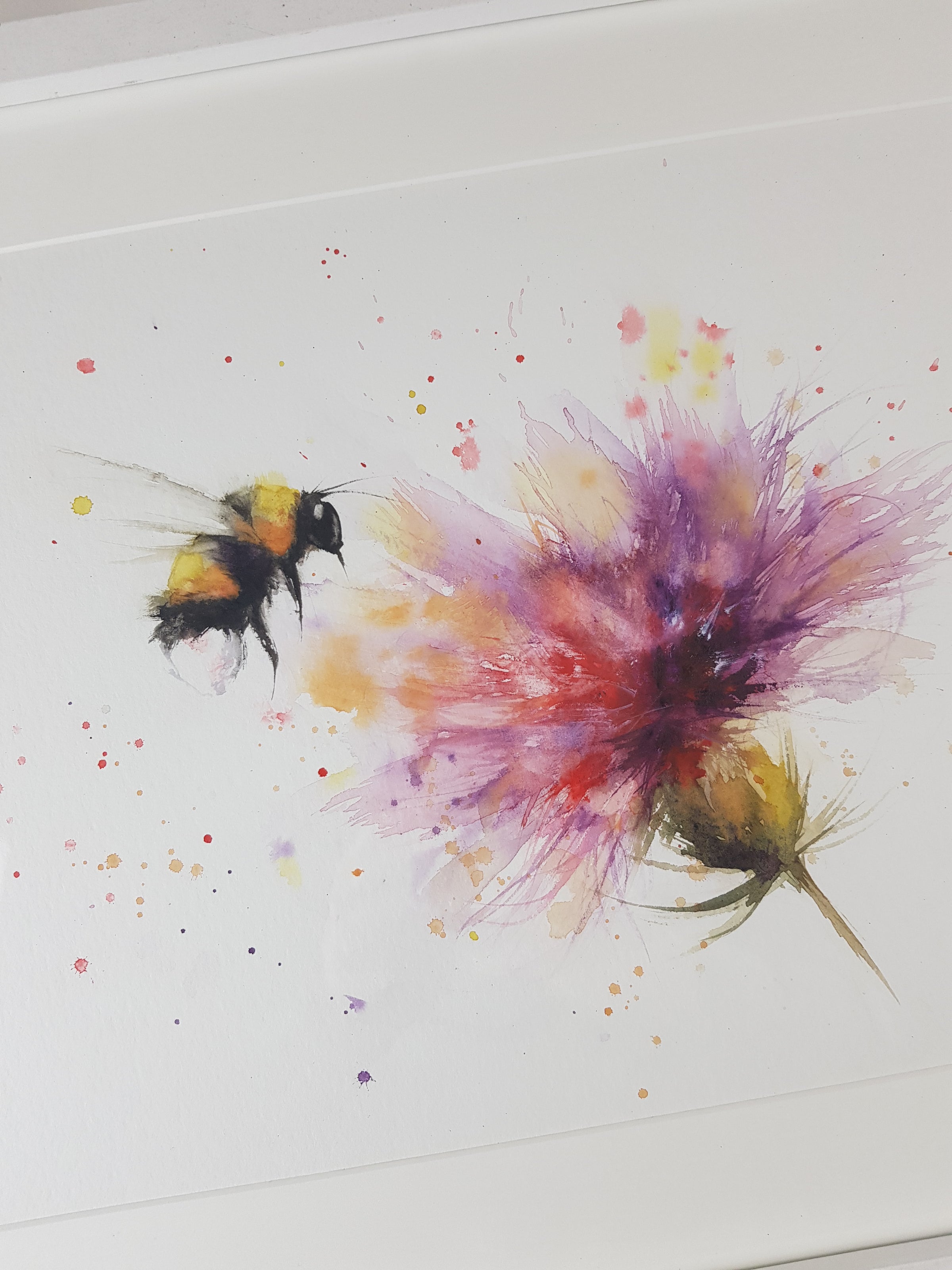 Bee & Thistle Watercolour - 'Thistlebee' 17 x 12 #3260 – Darren Moses Art