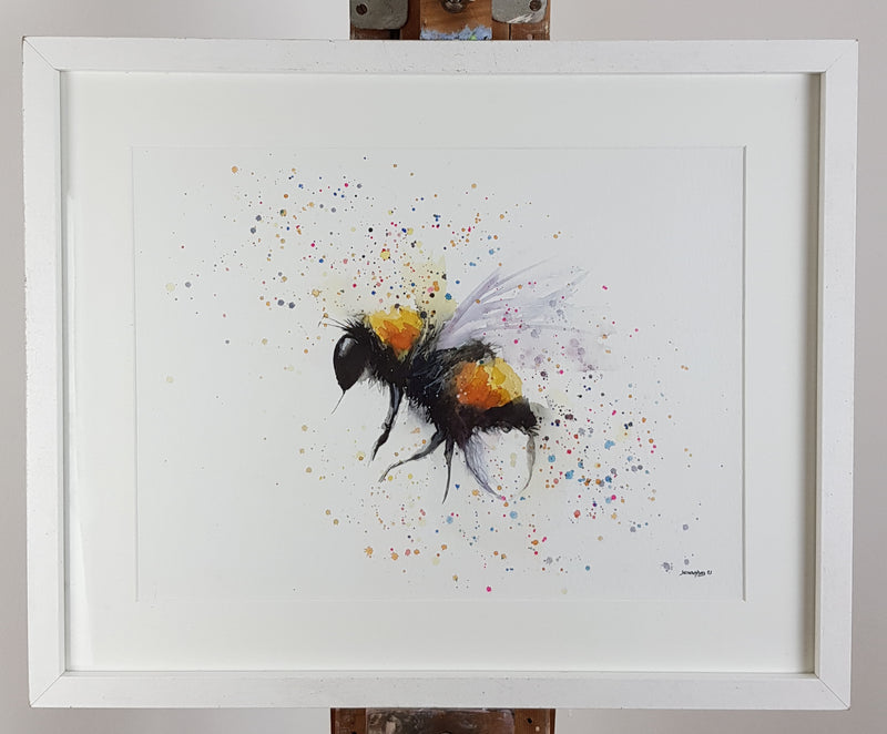 Bee Watercolour Painting - 'Buzz Bumble' 17" x 12"